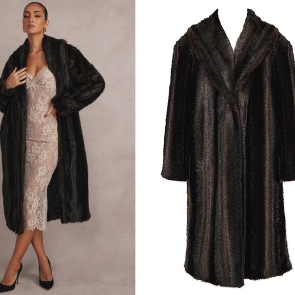 House of CB Jackets & Blazers - House of CB Callie dark brown faux fur coat NWOT